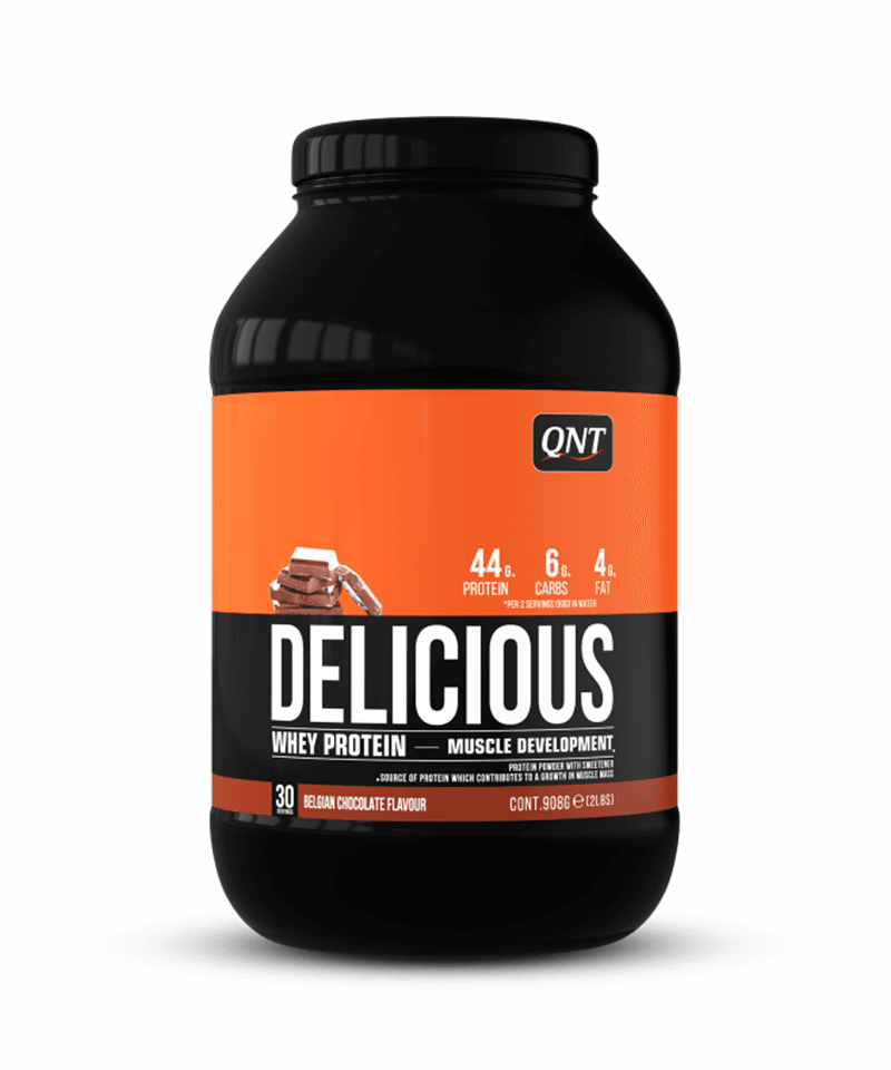 Пакување од QNT Delicious Whey вкусен протеин од 908g