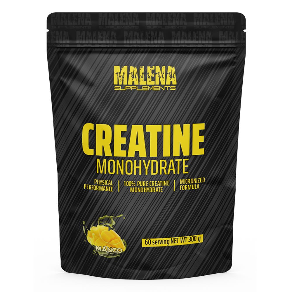Пакување од Malena 100% Pure Creatine Monohydrate со вкус на манго