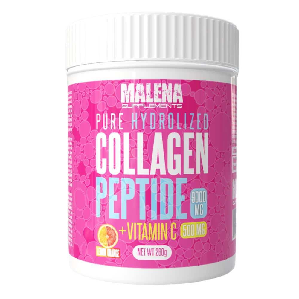 Пакување од Malena Supplements хидролизиран колаген пептид со Витамин Ц од 260g