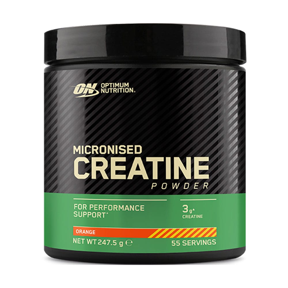 Кутија од Optimum Nutrition Flavoured Creatine Monohydrate со вкус на портокал