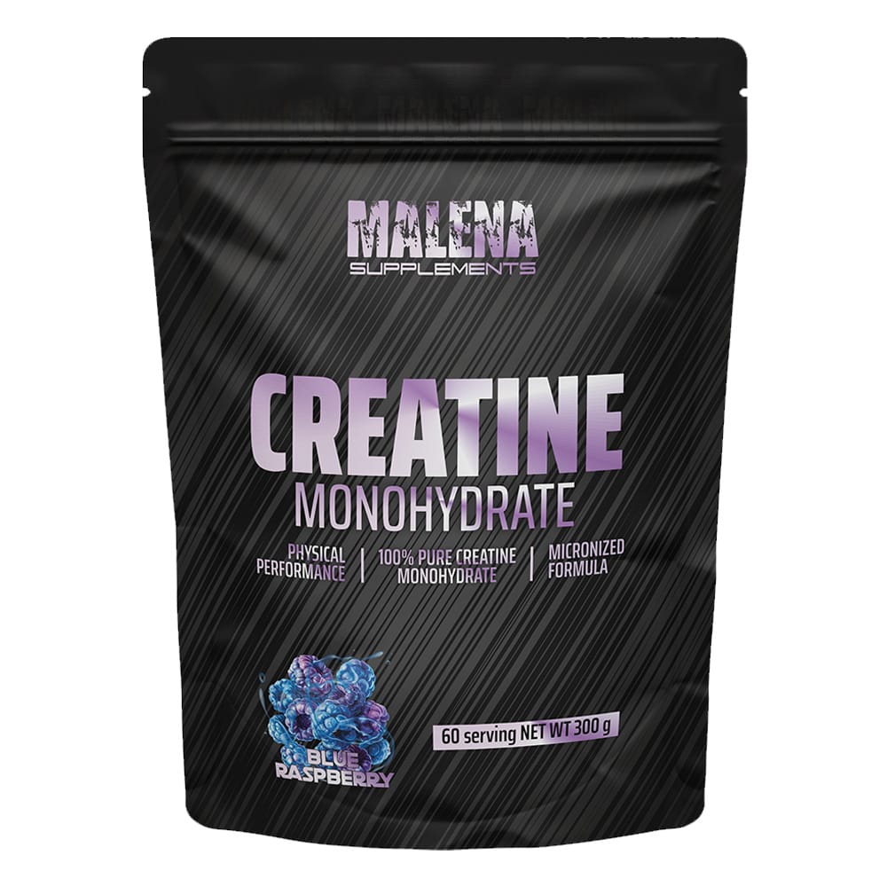 Пакување од Malena 100% Pure Creatine Monohydrate Blue Raspberry 300g