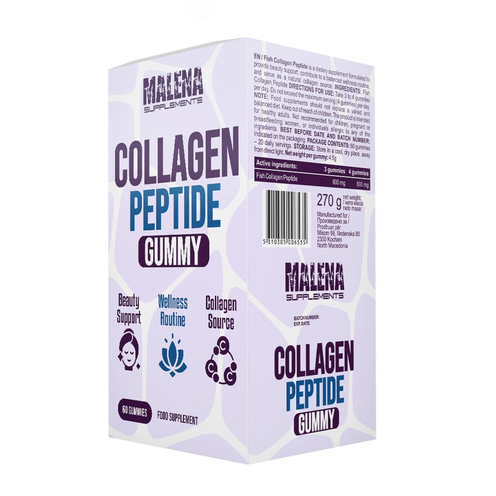 Пакување од Malena Supplements Collagen Peptide 60 gummies