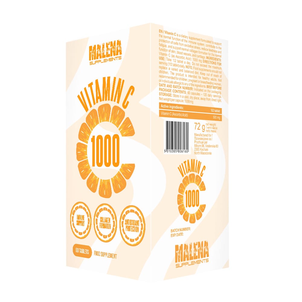 Пакување од Malena Supplements Vitamin C 1000 - 60 tablets